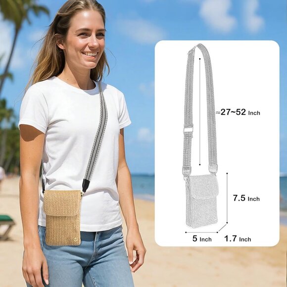 Straw Small Summer Purses for Women Crossbody Purse Beach Bags for Everyday Crui - Picture 3 of 7